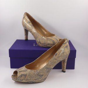 Stuart Weitzman Snakeskin Peep Toe Pumps